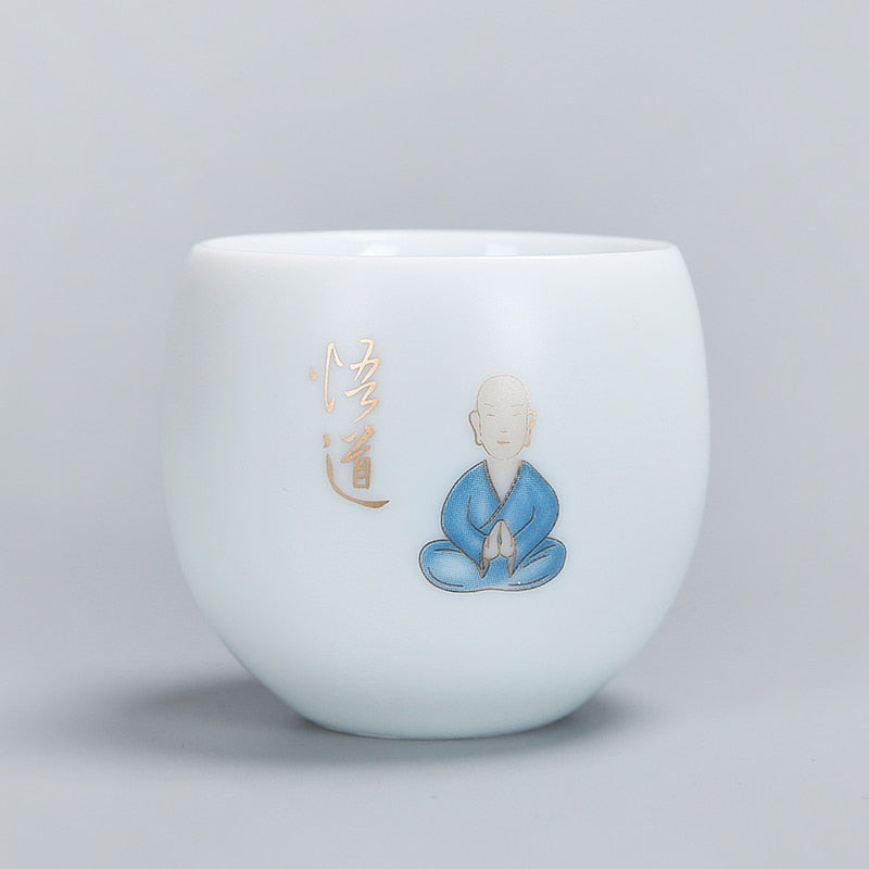 1pcs tea cups pu er tea tools kungfu tea cup gift drink tea tool ceramic White jade porcelain acacuss