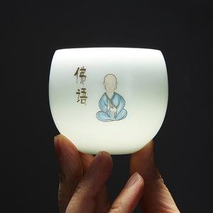 1pcs tea cups pu er tea tools kungfu tea cup gift drink tea tool ceramic White jade porcelain acacuss