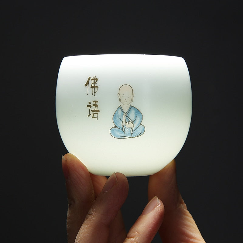 1pcs tea cups pu er tea tools kungfu tea cup gift drink tea tool ceramic White jade porcelain acacuss