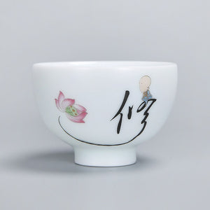 1pcs tea cups pu er tea tools kungfu tea cup gift drink tea tool ceramic White jade porcelain acacuss
