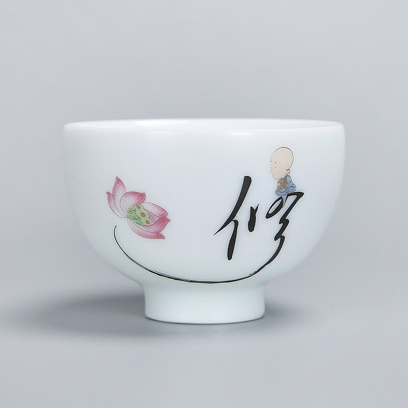 1pcs tea cups pu er tea tools kungfu tea cup gift drink tea tool ceramic White jade porcelain acacuss