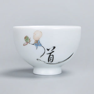 1pcs tea cups pu er tea tools kungfu tea cup gift drink tea tool ceramic White jade porcelain acacuss