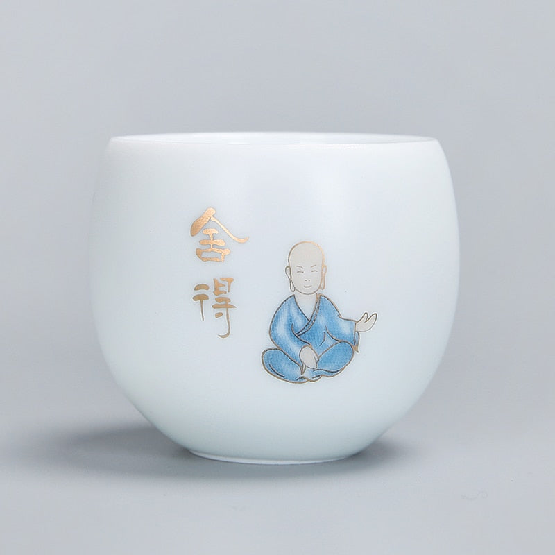 1pcs tea cups pu er tea tools kungfu tea cup gift drink tea tool ceramic White jade porcelain acacuss