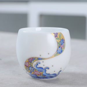 1pcs tea cups pu er tea tools kungfu tea cup gift drink tea tool ceramic White jade porcelain acacuss