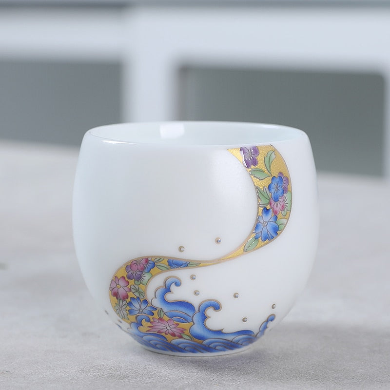 1pcs tea cups pu er tea tools kungfu tea cup gift drink tea tool ceramic White jade porcelain acacuss