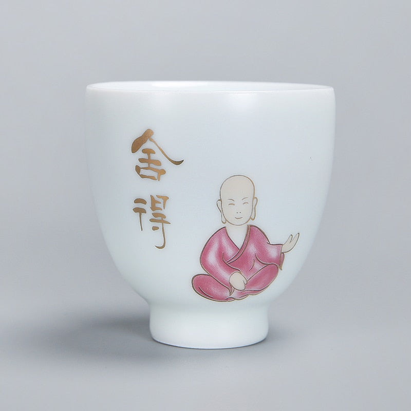 1pcs tea cups pu er tea tools kungfu tea cup gift drink tea tool ceramic White jade porcelain acacuss