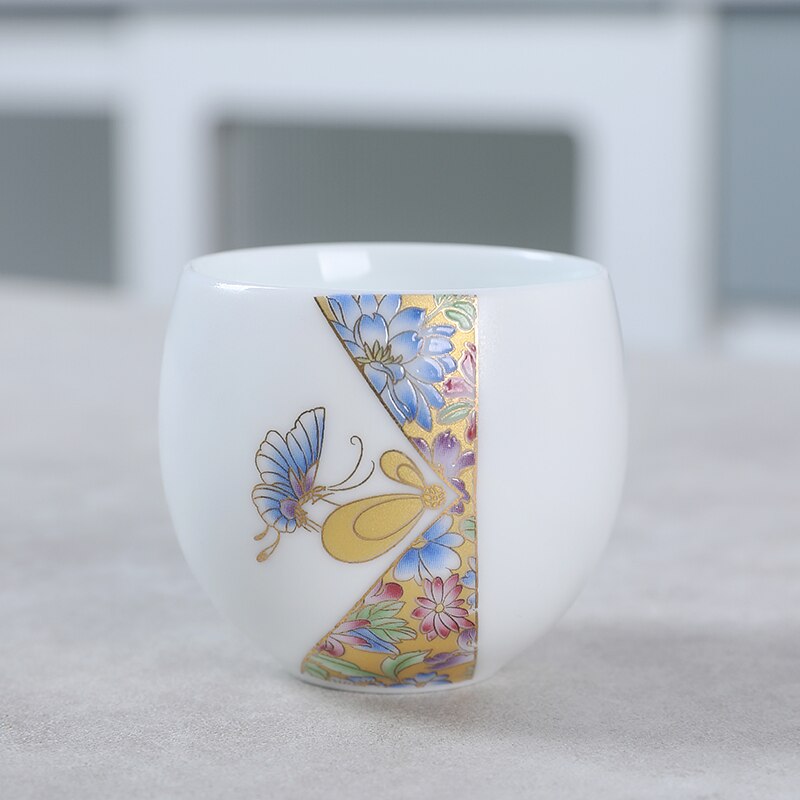 1pcs tea cups pu er tea tools kungfu tea cup gift drink tea tool ceramic White jade porcelain acacuss