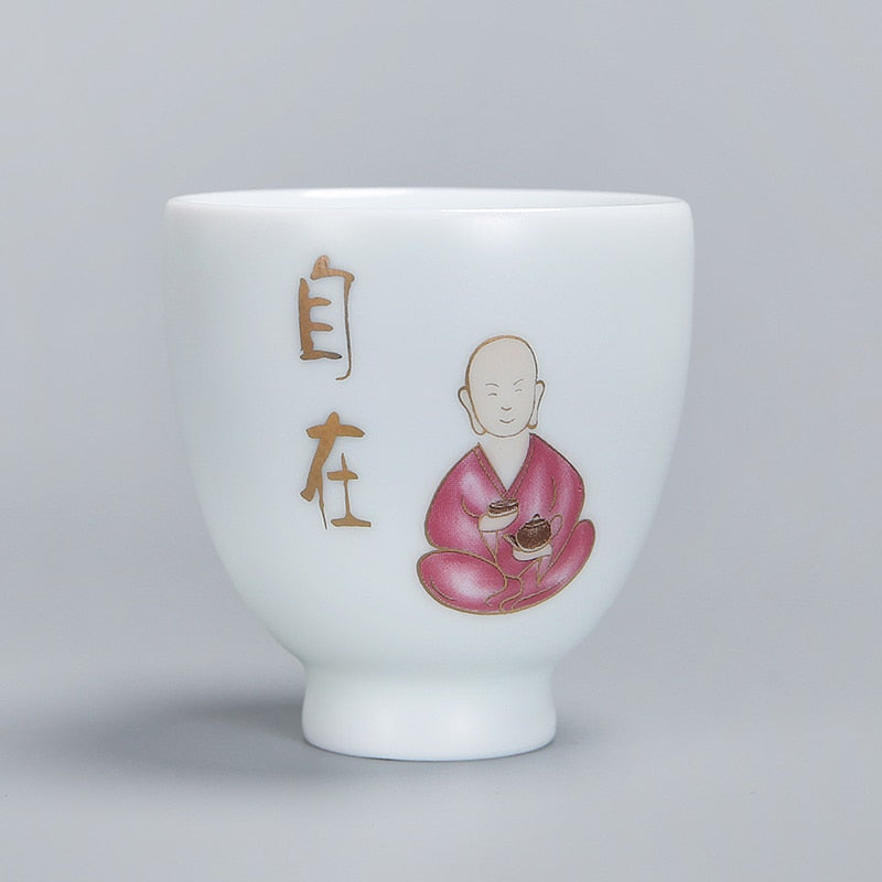 1pcs tea cups pu er tea tools kungfu tea cup gift drink tea tool ceramic White jade porcelain acacuss