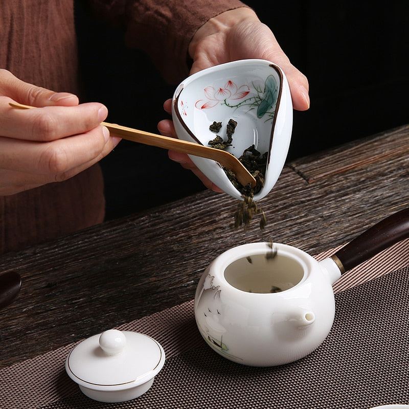 1piece Hand Painted Tea Holder Spoon Ceramic Spare Accessories Business High-Quality Porcelain Gift Tableware acacuss