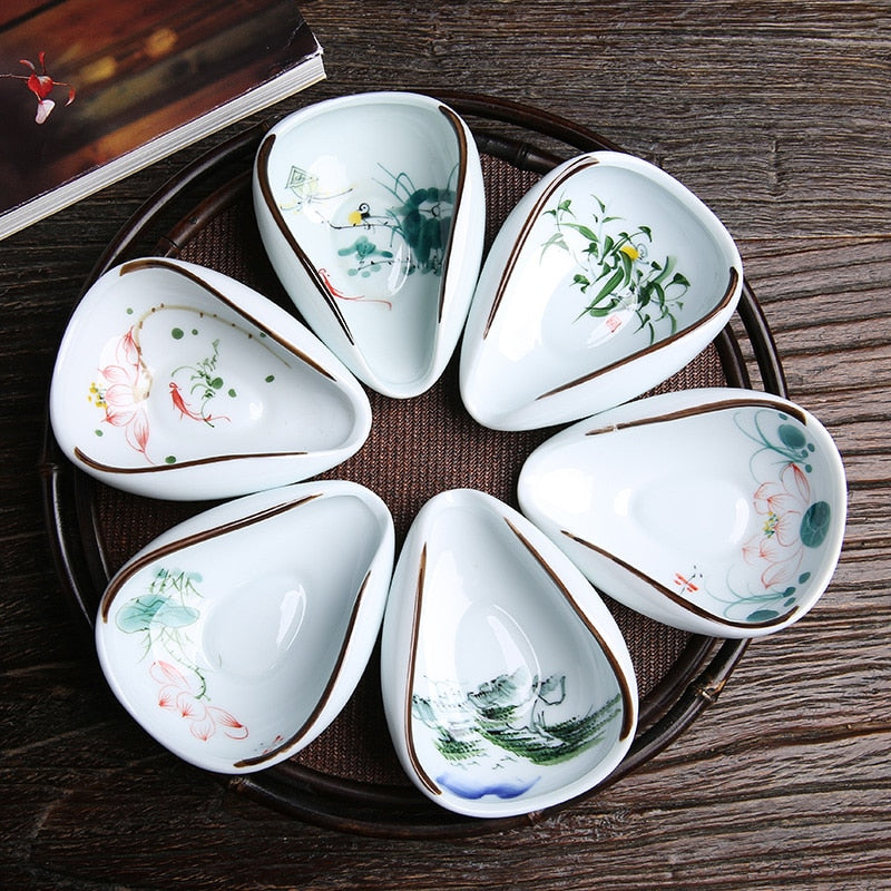 1piece Hand Painted Tea Holder Spoon Ceramic Spare Accessories Business High-Quality Porcelain Gift Tableware acacuss