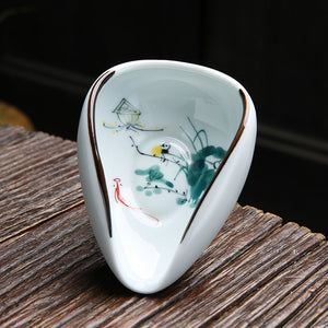 1piece Hand Painted Tea Holder Spoon Ceramic Spare Accessories Business High-Quality Porcelain Gift Tableware acacuss