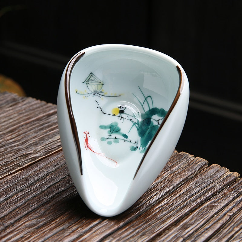 1piece Hand Painted Tea Holder Spoon Ceramic Spare Accessories Business High-Quality Porcelain Gift Tableware acacuss