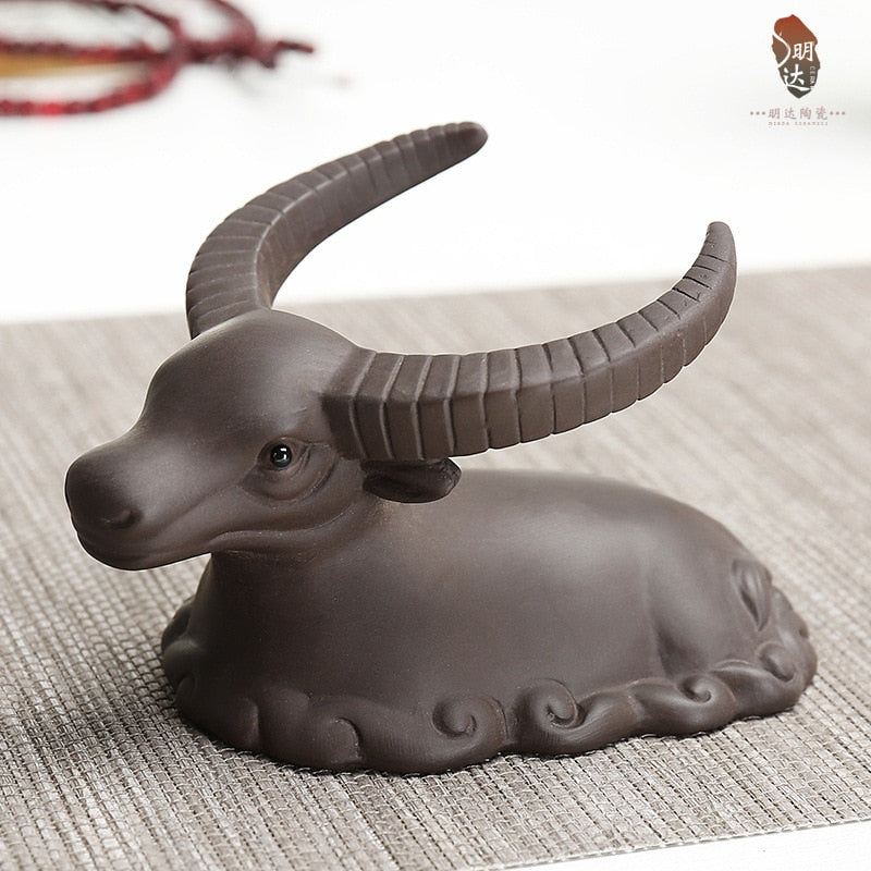 1piece Purple Clay Mascot Tea Pet Accessories Handicraft Cattle Home Decoration Business Gift Furnishing acacuss