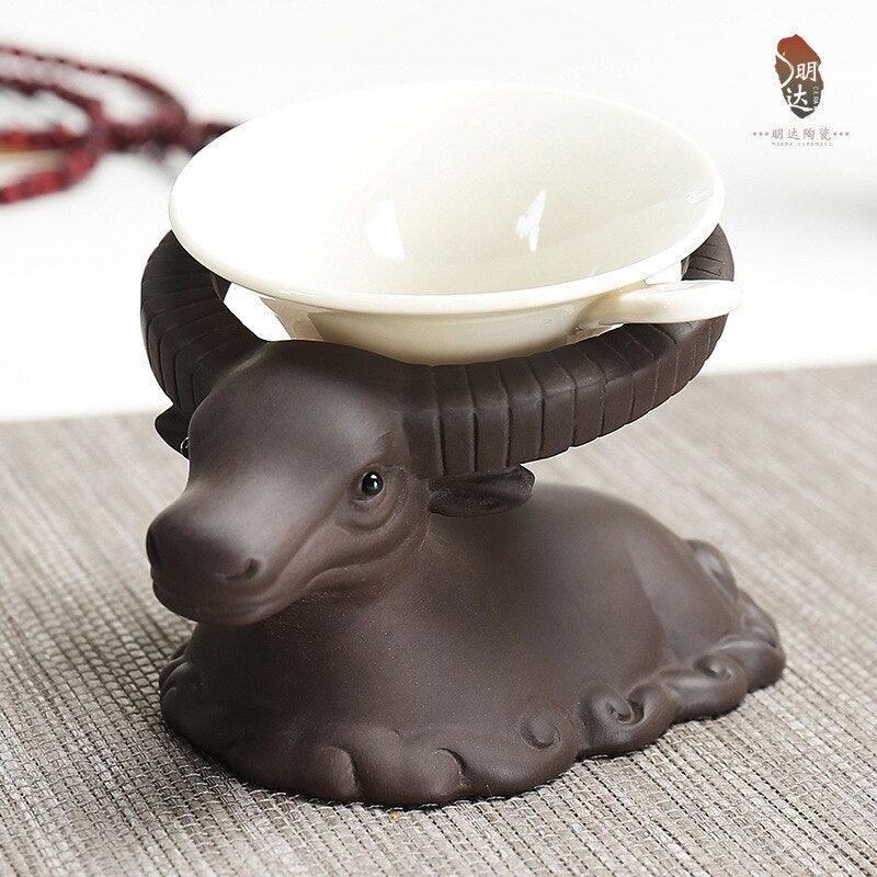 1piece Purple Clay Mascot Tea Pet Accessories Handicraft Cattle Home Decoration Business Gift Furnishing acacuss