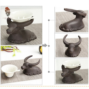 1piece Purple Clay Mascot Tea Pet Accessories Handicraft Cattle Home Decoration Business Gift Furnishing acacuss