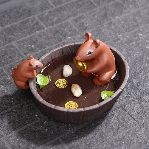 1piece Purple Clay Mascot Tea Pet Accessories Handicraft Home Decoration Teaware Business Gift Furnishing Articles acacuss