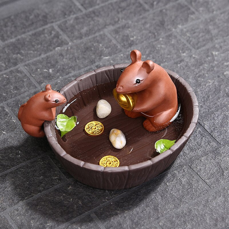 1piece Purple Clay Mascot Tea Pet Accessories Handicraft Home Decoration Teaware Business Gift Furnishing Articles acacuss