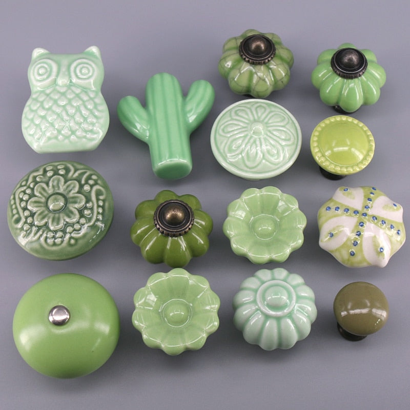 1x Green color series Ceramic Knobs Dresser Drawer Cabinet Handle Pull acacuss 1x Green color series Ceramic Knobs Dresser Drawer Cabinet Handle Pull acacuss