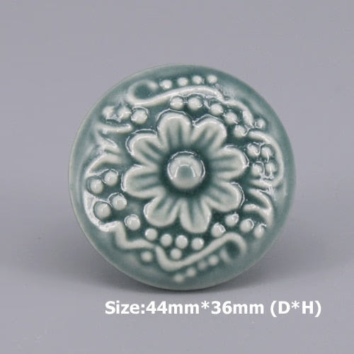 1x Green color series Ceramic Knobs  Dresser Drawer Cabinet Handle Pulls / CuteKitchen Cupboard Knob Furniture Hardware acacuss