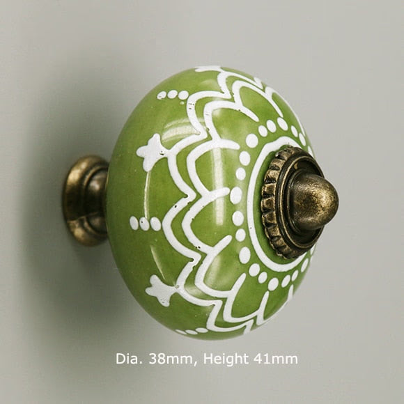 1x Green color series Ceramic Knobs  Dresser Drawer Cabinet Handle Pulls / CuteKitchen Cupboard Knob Furniture Hardware acacuss