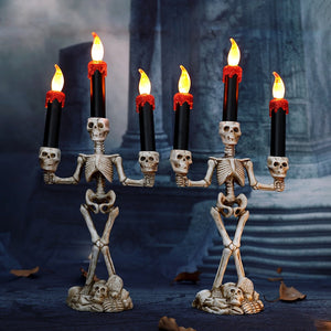 2/3pcs Halloween Skull LED Candlestick Skeleton Ghost Hand Flameless Candle Holder Lamp Lights Halloween Party Bar Decoration acacuss