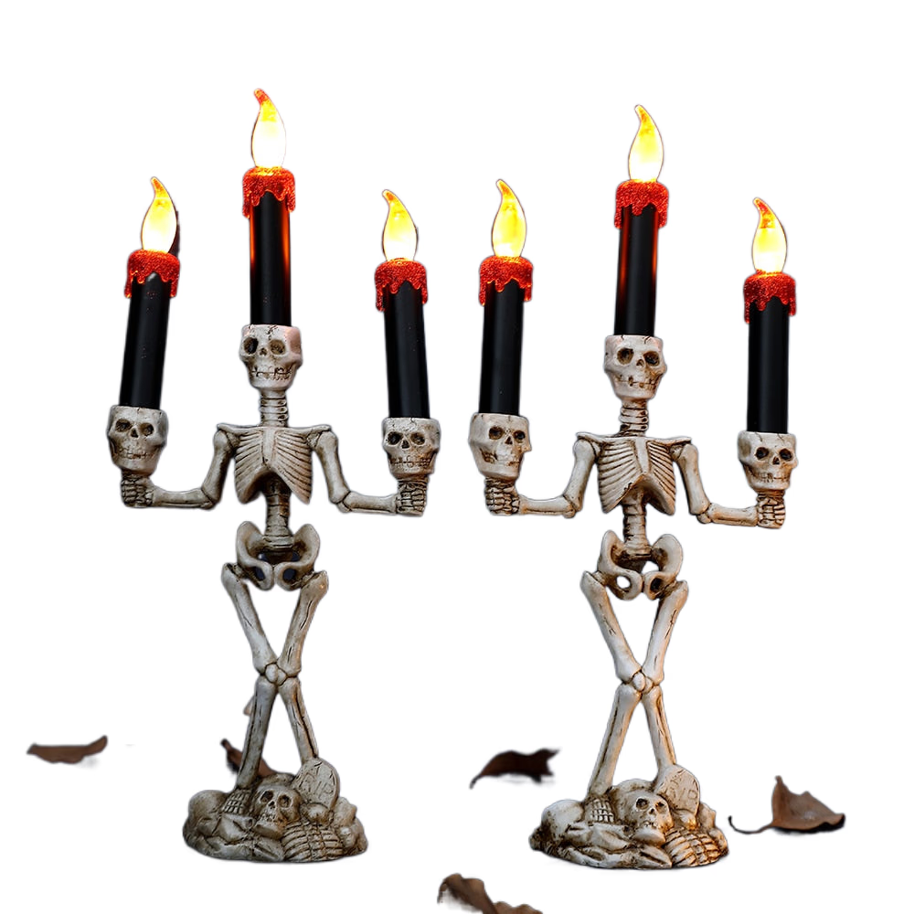 2/3pcs Halloween Skull LED Candlestick Skeleton Ghost Hand Flameless Candle Holder Lamp Lights Halloween Party Bar Decoration acacuss