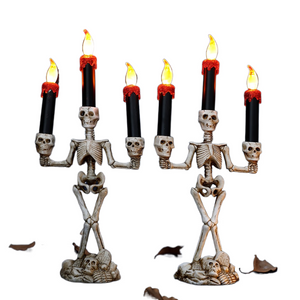 2/3pcs Halloween Skull LED Candlestick Skeleton Ghost Hand Flameless Candle Holder Lamp Lights Halloween Party Bar Decoration acacuss