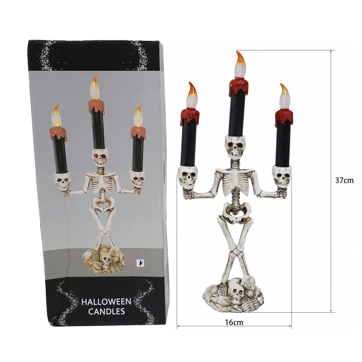 2/3pcs Halloween Skull LED Candlestick Skeleton Ghost Hand Flameless Candle Holder Lamp Lights Halloween Party Bar Decoration acacuss