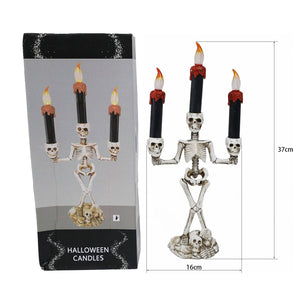 2/3pcs Halloween Skull LED Candlestick Skeleton Ghost Hand Flameless Candle Holder Lamp Lights Halloween Party Bar Decoration acacuss