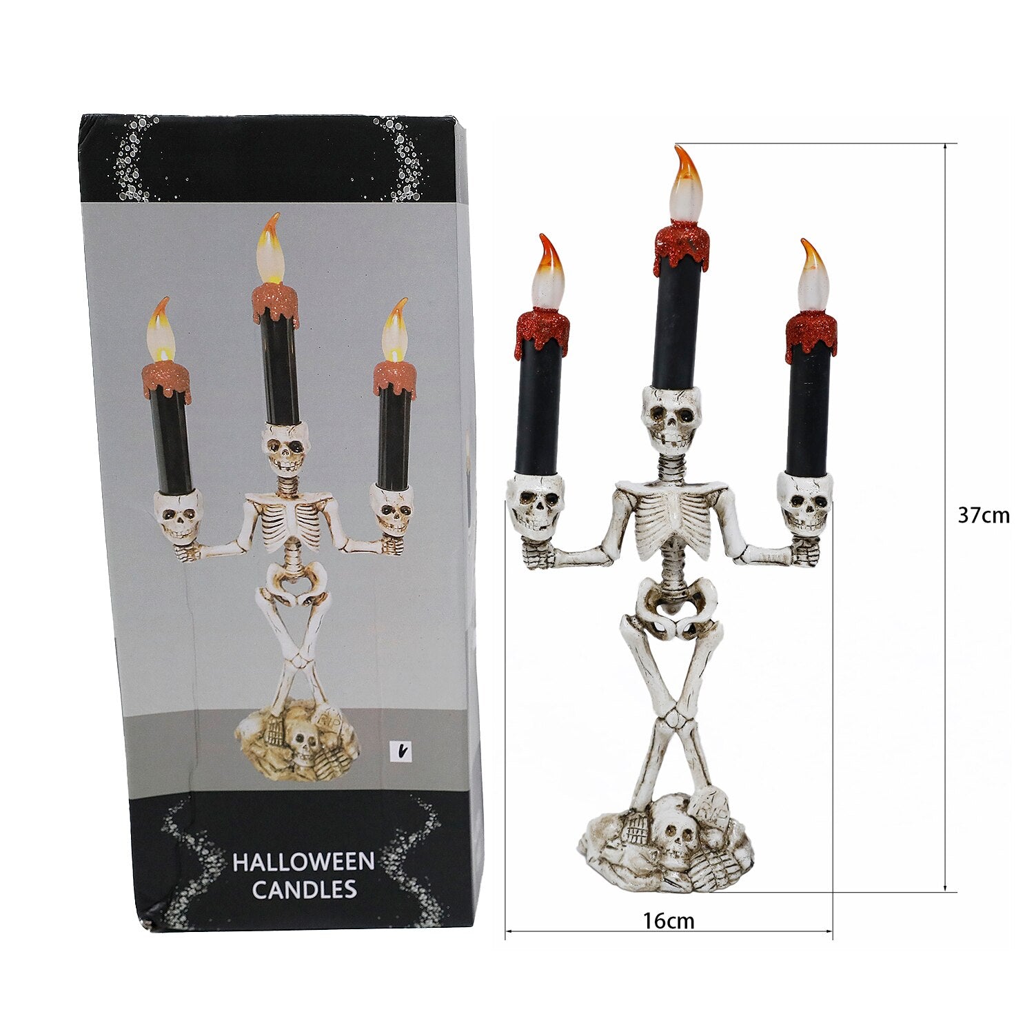 2/3pcs Halloween Skull LED Candlestick Skeleton Ghost Hand Flameless Candle Holder Lamp Lights Halloween Party Bar Decoration acacuss
