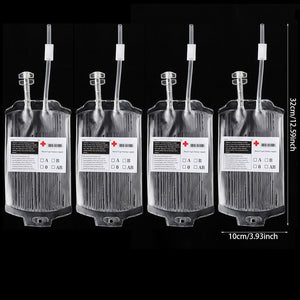 2/4Pcs Clear Halloween Blood Bags 400ml PVC Food Grade Drink Bag Halloween Party Decor Horror Props Cosplay Vampire Blood Pouch acacuss