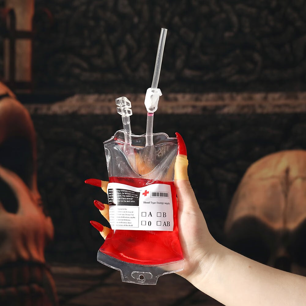 2/4Pcs Clear Halloween Blood Bags 400ml PVC Food Grade Drink Bag Halloween Party Decor Horror Props Cosplay Vampire Blood Pouch acacuss
