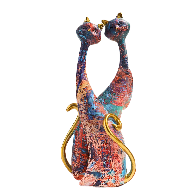 2 Combination Nordic Art Oil Painting Cat Christmas Gift Resin Ornament Doll Bedroom Desktop Entrance Sculpture Cat acacuss