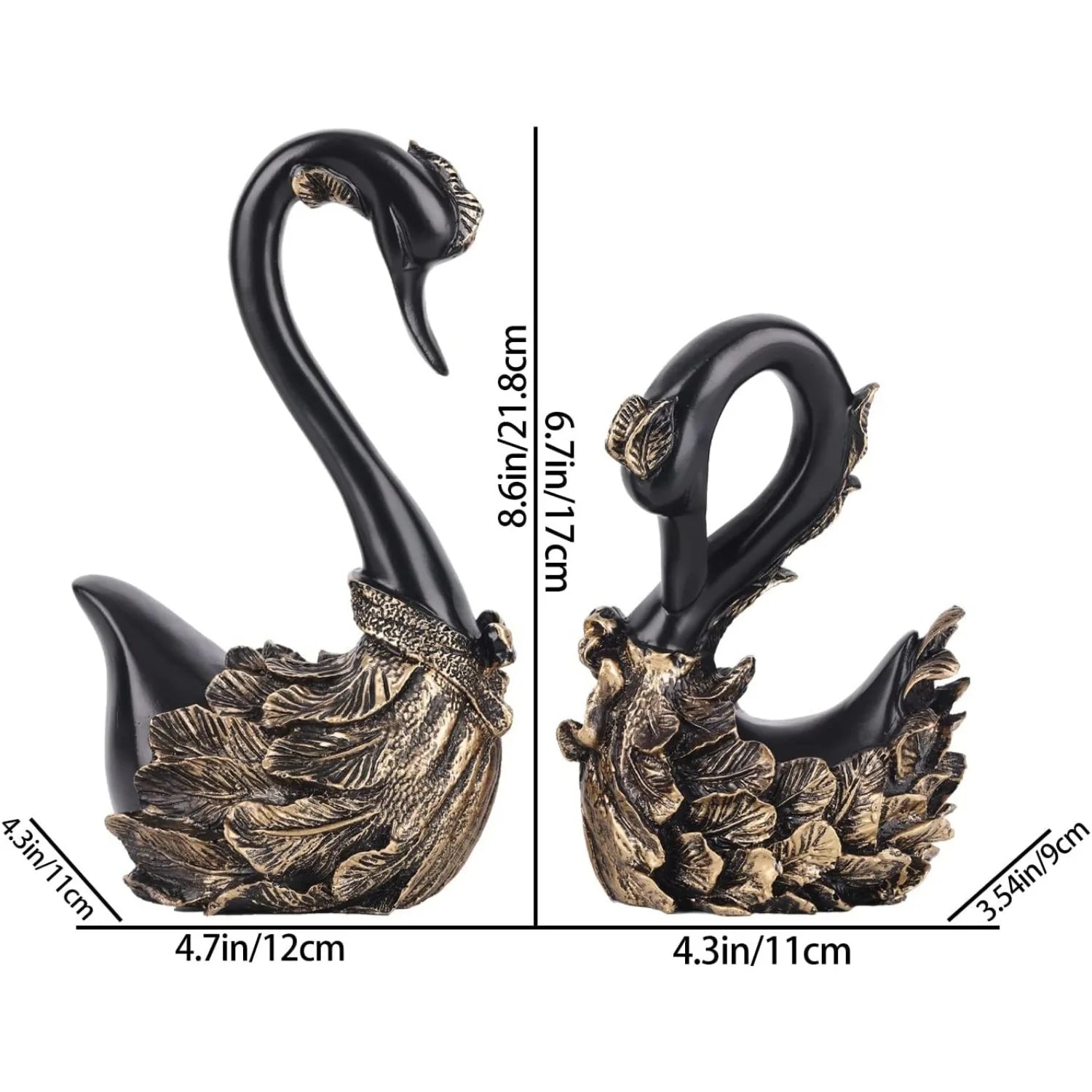 2 Pcs Swan Sculpture, Couple Swan Decorative Statue Modern Home Decor  for Living Room Bedroom, Coffee Table Decor acacuss