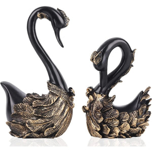 2 Pcs Swan Sculpture, Couple Swan Decorative Statue Modern Home Decor  for Living Room Bedroom, Coffee Table Decor acacuss