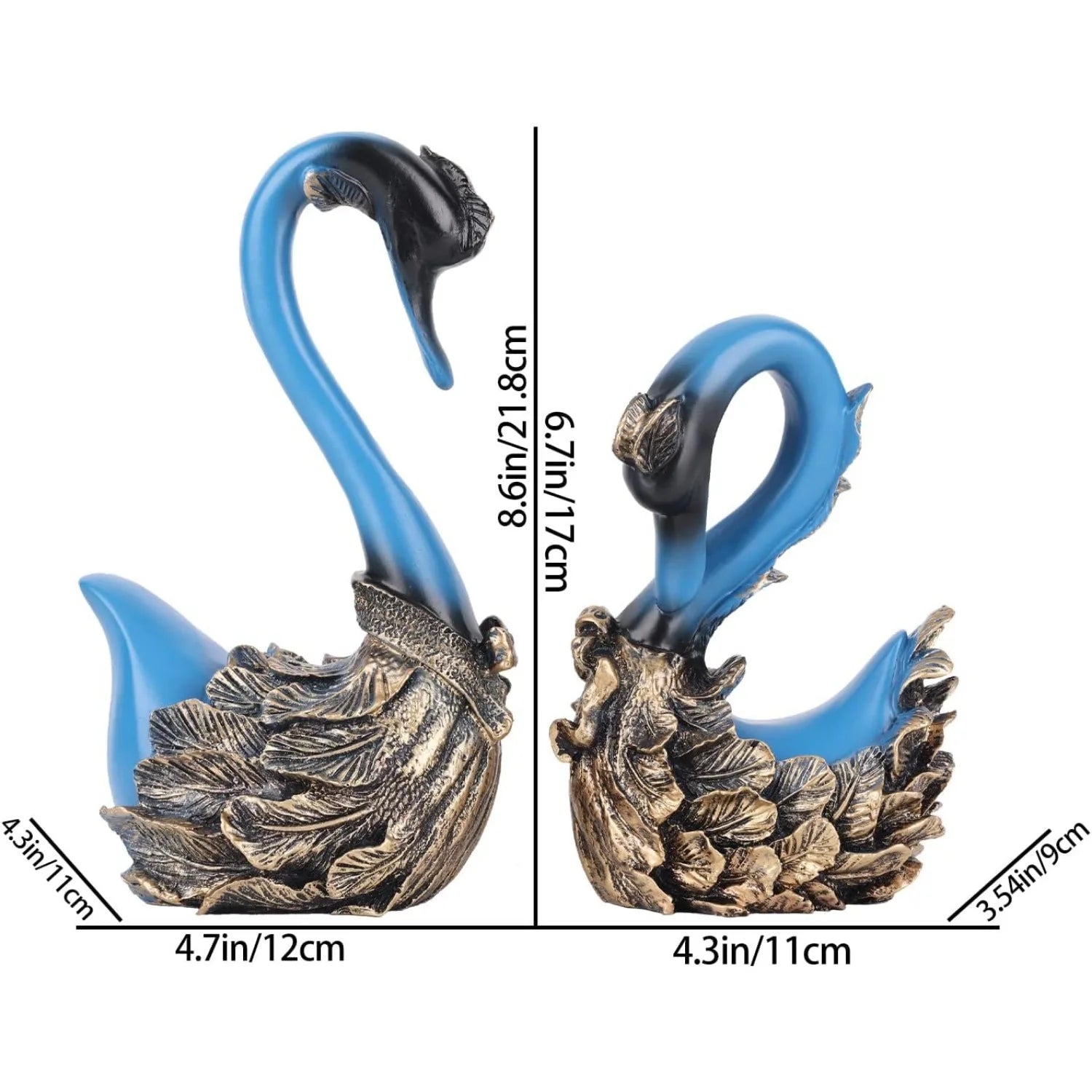 2 Pcs Swan Sculpture, Couple Swan Decorative Statue Modern Home Decor  for Living Room Bedroom, Coffee Table Decor acacuss