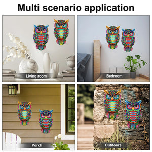 2 Pcs owl metal wall decoration wall art hanging fine garden decoration colorful owl fence decoration porch courtyard balcony acacuss