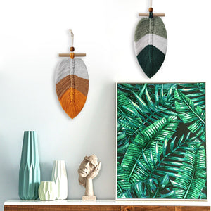 2 Pieces Bohemian Woven Leaf Hanging Decorations Wall Home Decoration Handicrafts Hanging Ornaments Room Decor acacuss