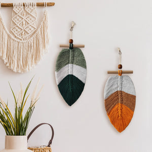 2 Pieces Bohemian Woven Leaf Hanging Decorations Wall Home Decoration Handicrafts Hanging Ornaments Room Decor acacuss