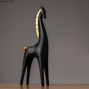 2-piece Set of Luxury Golden Elk Horse Figurines Resin Animal Sculpture Crafts Living Room Horse Furnishings Home Ornaments Gift acacuss