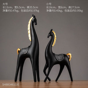 2-piece Set of Luxury Golden Elk Horse Figurines Resin Animal Sculpture Crafts Living Room Horse Furnishings Home Ornaments Gift acacuss