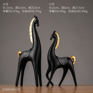 2-piece Set of Luxury Golden Elk Horse Figurines Resin Animal Sculpture Crafts Living Room Horse Furnishings Home Ornaments Gift acacuss