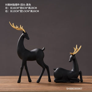 2-piece Set of Luxury Golden Elk Horse Figurines Resin Animal Sculpture Crafts Living Room Horse Furnishings Home Ornaments Gift acacuss
