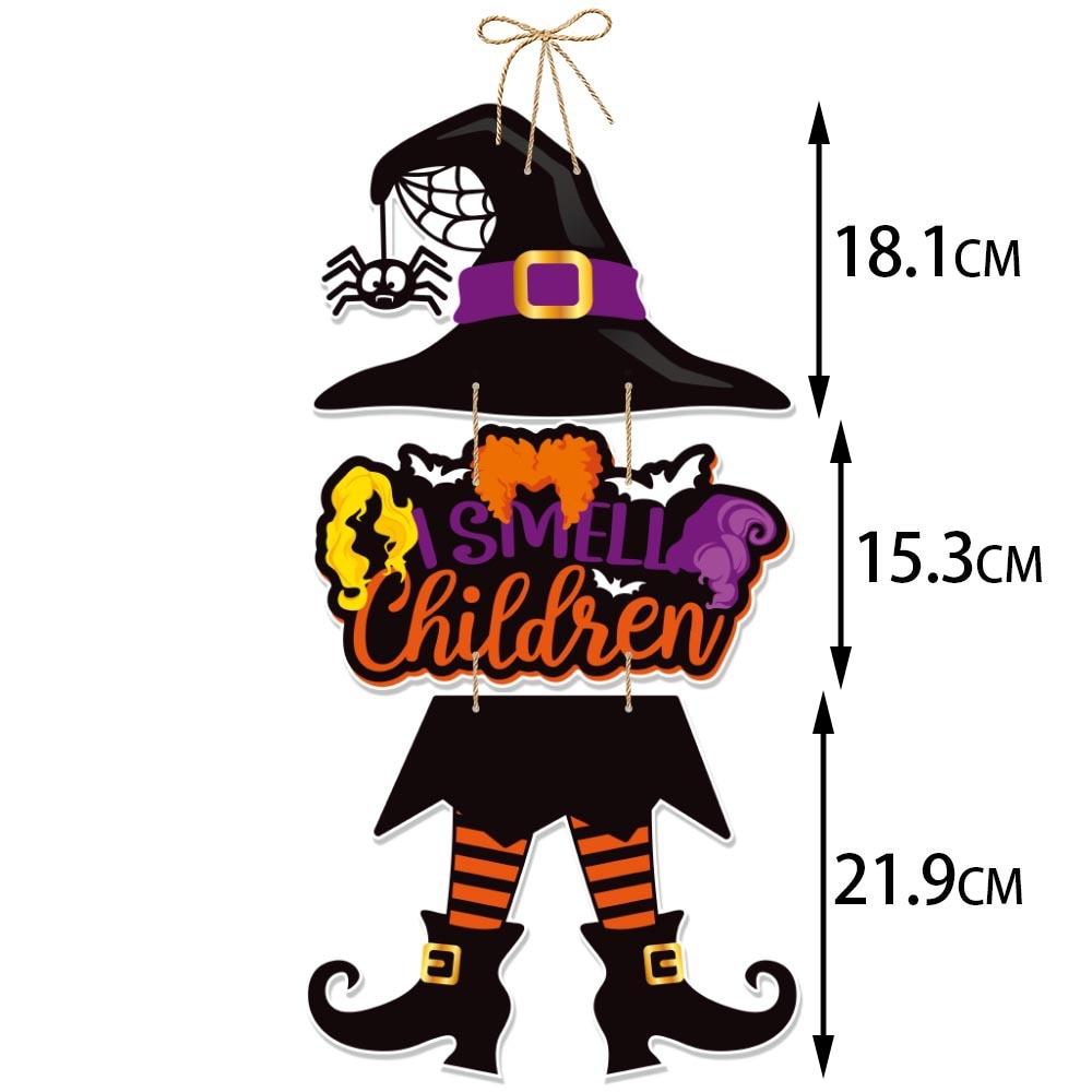 2023 Halloween Pumpkin Hanging Sign Spooky Witch Bat Trick or Treat Banner Front Door decor Halloween Party Decorations for Home acacuss