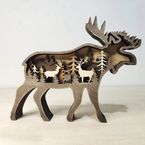 2023 New DIY Wood Elk Brown Bear Ornament Decoration Home Wooden Brown Bear Light Craft Ornament Decor Christmas Gift Crafts acacuss