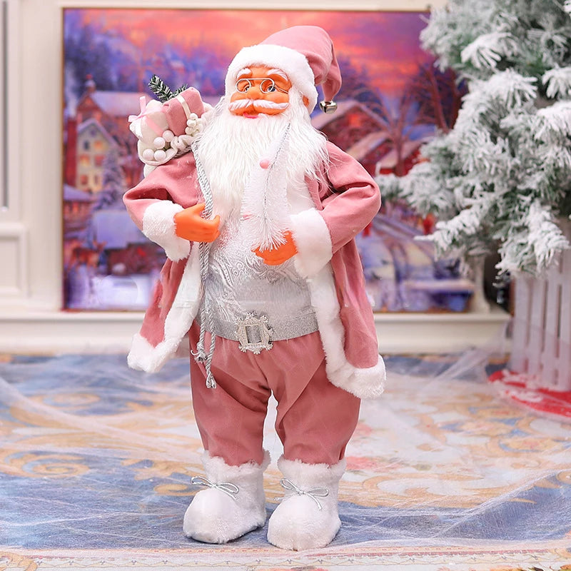 2023 New Year pink Big Santa Claus Doll Children Xmas Gift Christmas Hat Decorations for Home Wedding Party Supplies Ornaments acacuss