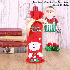 2024 New Year Christmas Wine Bottle Covers Bag Holiday Champagne Bottle Cover Merry Christmas Table Decorations for Home Xmas acacuss