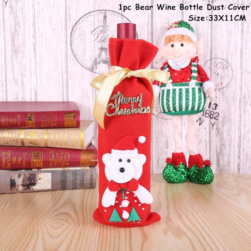 2024 New Year Christmas Wine Bottle Covers Bag Holiday Champagne Bottle Cover Merry Christmas Table Decorations for Home Xmas acacuss