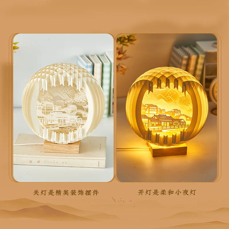 2024 Paper Carving Lamp Creative Three-dimensional Light Luxury Birthday Gift Bedroom Romantic Night Light Gift Decoration acacuss