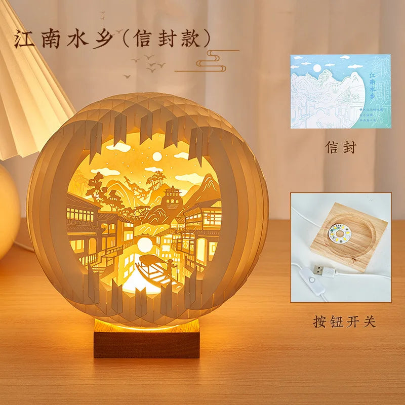 2024 Paper Carving Lamp Creative Three-dimensional Light Luxury Birthday Gift Bedroom Romantic Night Light Gift Decoration acacuss